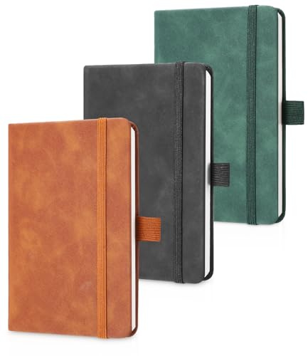 Diarios,libretas A6, juego de cuadernos de 3 piezas,cuaderno pequeño, bloc de notas de 14,4 cm x 9,6 cm,marrón, verde,200 páginas,cuaderno,cuaderno de bolsillo,diario de viaje,cuaderno de cuero