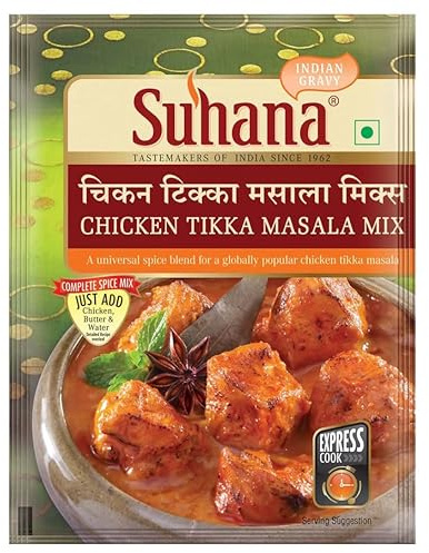 Suhana Spices Mix Powder (Ready To Eat) - Curry Masala Recipe Mixes Casserole Seasoning Herbs - Simplifies & Speeds Up Cooking Process (Pack of 1, Chicken Tikka Masala Mix (Dairy Free) 80g (RTE))