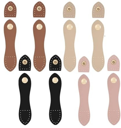Yuiturt 8 Stück Lederriemen Mit Verschluss, Leather Buckles Taschenverschluss für Häkeltaschen Sew On taschenverschluss lederriemen mit druckknöpfen Lederschnalle für DIY Taschenzubehör, 4 Farben