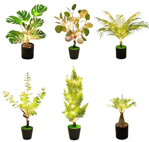LSFYYDS Künstlicher Beleuchteter Geigenblatt-Feigenbaum, Künstliche Ficus Lyrata-Pflanze mit Blättern, Künstliche Pflanzen Im Topf für Drinnen und Draußen, Haus, Zuhause, Büro,