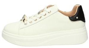 Valleverde 35500 Casual Sneaker Kvinnor Läder Häl Kilklack 4 Cm Gummisula, Vit, 36 EU