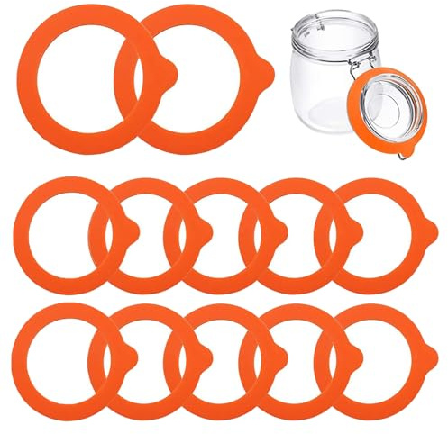 EVDZNA 12 Piezas Anillos Silicona para Conservas, 99 x 68 mm Juntas Tarro Silicona, Precintos para Tarros Fresh, para Tapas de Tarros de Conserva, Tarros Redondos, Tarros Frescos, Naranja