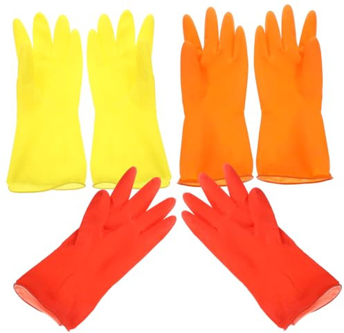 KOMBIUDA 3paare Spülhandschuhe Aus Gummi Wiederverwendbar Für Küche Und Haushaltsreinigung Mittlere Strukturierte Oberfläche Für Besseren Halt