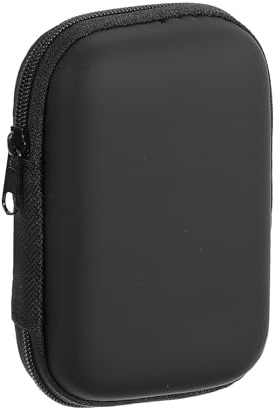 sourcing map Earbuds Cases, Wired Earphone Case Holder, EVA Ear Buds Case Zipper Organizer Small with Mesh Pocket for USB Cable, Earphones, Black