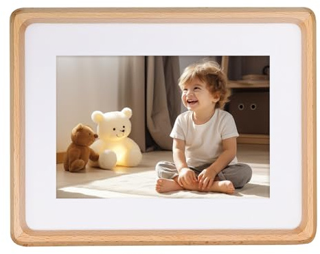 Kattepote Bilderrahmen 8x6 Zoll, Fotorahmen 15x20 cm,Tisch-oder Wandmontage für Fotos bis 15 x 20 cm und mit Passepartout für Fotos bis 10 x 15 cm, aus Buchenholz