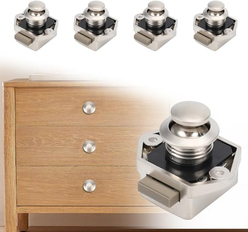 Opaltool Bouton Poussoir Loquet Sans Clé, Serrure Porte Sans Clé de Bouton de Loquet de 15-20mm pour Caravane, Camping-car, Van, Bateau, Porte de Placard
