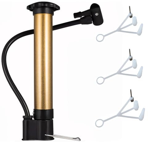 HSYTEK Ballpumpe mit Nadelfach – 3X Metall- & 6X Kunststoffnadeln, Flexibler Schlauch für Fußball, Basketball, Handball & mehr