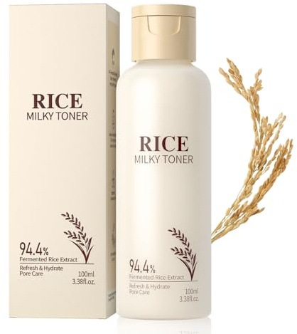 Rice Toner for Face - Milky Toner with 94.4% Rice Extract & Niacinamide - Skincare to-ner for Even Skin Tone - Hydrating Ri-ce Facial to-ner Serum - Gentle, pH-Balanced for Sensitive, Dry & Dull Skin