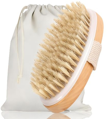 Trockenbürste Badebürste, Körperbürste, Massagebürste für Peeling, Ideal zum Entfernen Abgestorbener Haut, Verbessert Lymphfunktion, Badezubehör für Dry Brushing,braun