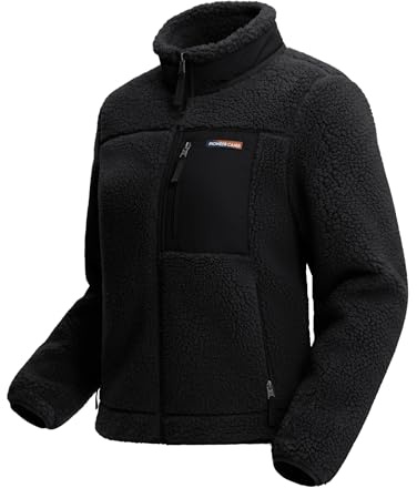 Pioneer Camp Chaqueta de forro polar para mujer, resistente al viento, de alta calidad (550 g), puños y dobladillo elásticos, chaqueta de invierno cálida para actividades alpinas y uso diario, Negro