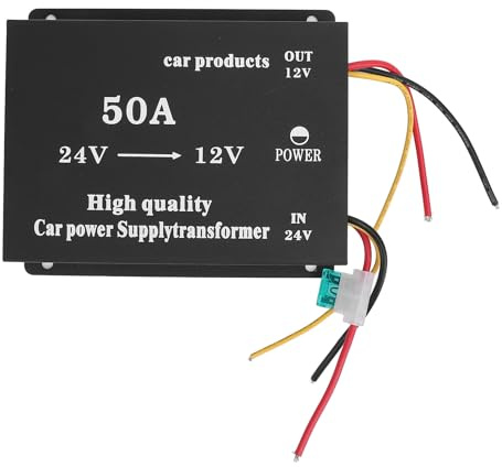 Luocute Convertitore di Tensione 24 V a 12 V, Riduttore di Tensione Dell'adattatore Audio 600 W, Adatto per Autobus SUV per Auto per Auto (50A)