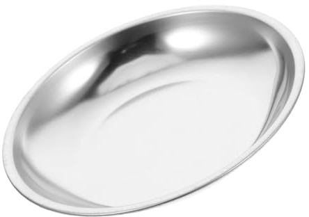 Sosoport Stainless Steel Tea Bag Tray Round Container for Household Use Decorative Dish for Kitchen Table for Afternoon Tea