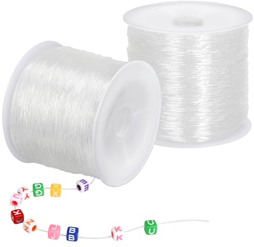 0,8 mm Elastisches Band für Armbänder, 100m Elastische Schnur für Armbänder, DIY Schmuck Herstellung, Halskette, Armband, Handwerk (Weiß, Weiß)