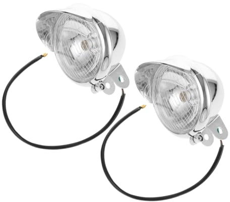 Parliky 2pcs Motorbike LED Fog Lights Retro Style Electroplated Auxiliary Driving Lamps Easy Install Vintage Motorcycle Headlamps for Motorbike Modification