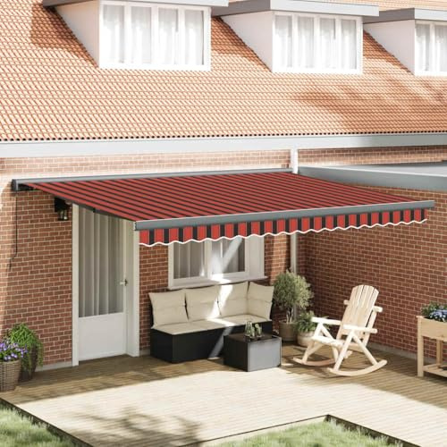 Store Banne Rétractable,Toile Polyester Résistante aux UV,Cadre Aluminium Robust,Auvent de Terrasse avec Bras Articulés,Café,Restaurant,Couleur Orange et Marron,4.5x3 m