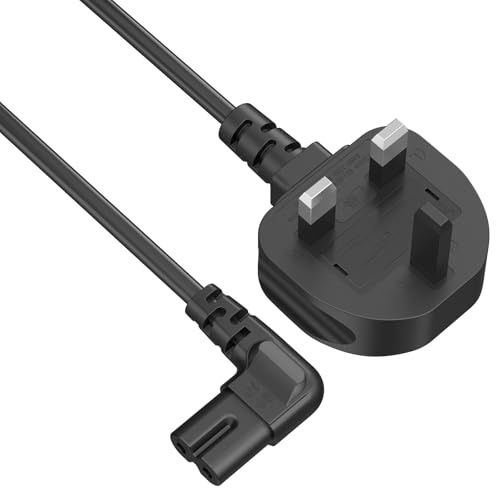 3M Figure 8 Power Lead for Samsumg TV, 2 Pin 90 Degree Right Angle IEC C7 Power Cable UK Plug Compatible with Samsung/Lg/Sony/Panasonic/Hisense/Sharp TV (3m)