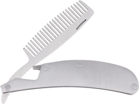 ABOOFAN Tragbarer Faltbarer Haarkamm aus Edelstahl Kleiner Haarstyling Werkzeug und Bartkamm für Männer Praktisches Styling Tool für Unterwegs und Bartpflege
