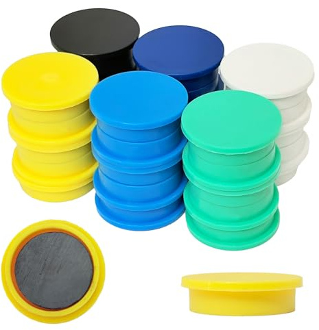 NYVOR Whiteboard Magnete 30 Stück 6 Farben Runde 30mm Mini Kühlschrankmagnete, Robuste Hochwertige Magnete Haftmagnete, Starke Tafelmagnete Büro Haushalt Kühlschrank Werkstatt Pinnwand Basteln