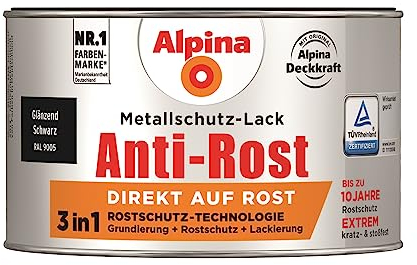 Alpina Metallschutzlack Anti-Rost Schwarz 300ml glänzend