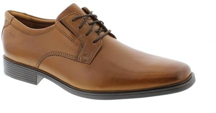 Clarks Tilden Plain Derby, Zapatos de Cordones Derby para Hombre Marrón Dark Tan Leather, 42.5 EU