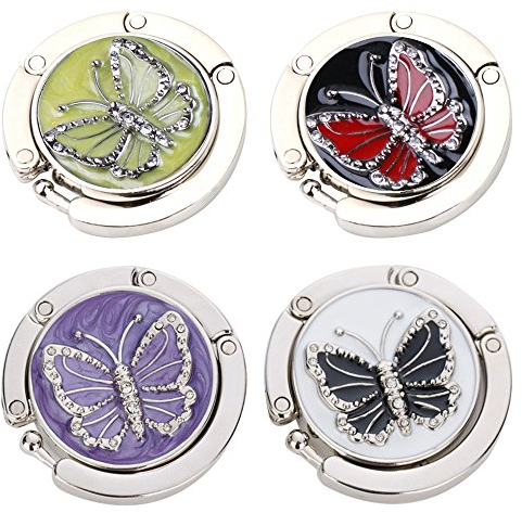 Handtaschenhalter für Tisch, FOME Satz von 4 Faltbare Taschenhalter für Tisch Handtasche Tisch Handtaschenhalter Tasche Aufhänger Haken Mixed Farbe Schmetterlingsform