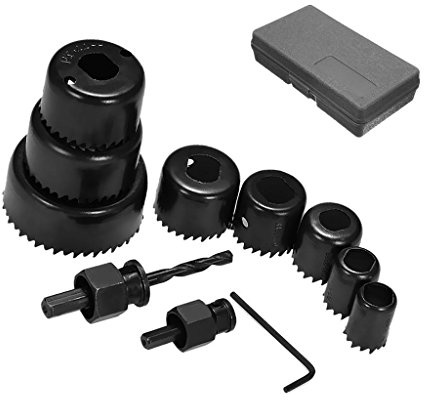 NUZAMAS, HoleSaws Set of 11 (Carbon Steel, 19-64mm) for Drywall, Wood, Plaster, Plastic, Drills Smooth Holes, Includes Tool Box