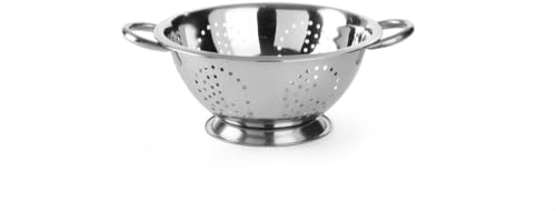HENDI Seiher, mit Untersatz und 2 Griffen, Sieb, Nudelsieb, Küchensieb, ø240x(H)110mm, Edelstahl