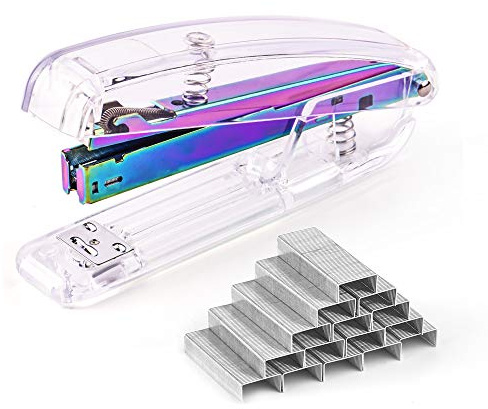 Coopay Clear Acrylic Stapler Purple Desktop Stapler with 2000 Pieces Silvery Staples for Office Desk Accessory(Purple)