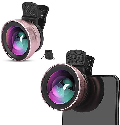 Obiettivo professionale 2 in 1, obiettivo grandangolare 0,45 x e macro con clip, compatibile con telefoni cellulari Android/tablet/fotocamera