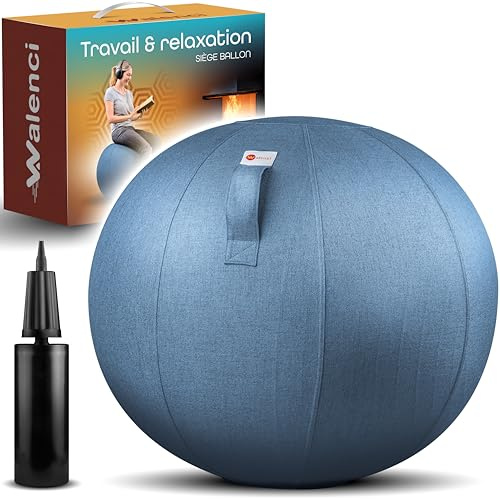 Walenci Sitting Ball, Seat ball for Work and Relaxation Sitting Ball Chair, Comfort Remote Working and Gaming,Ideal Office Standing Ø27.5in-29.5in, Premium Textile Cover (Blue, 29 inch) 29 inch Blue