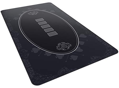 Bullets Playing Cards, Designer Pokermatte schwarz in 140 x 75cm für den eigenen Pokertisch, Deluxe Pokertuch, Pokerteppich, Pokertischauflage