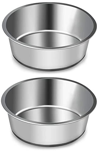 SUOXU Lot de 2 gamelles épaisses en acier inoxydable pour chien avec bases en silicone antidérapantes, gamelles et bols d'eau pour chiens de taille moyenne et grande (L - 20 cm)