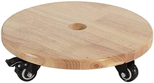 Carrello Per Piante, Carrello Per Fioriera, Contenitore Per Piante, Carrello Per Piante, Legno, Carrello Per Fiori Per Uso Interno, Legno, Rotondo, Portafiori, Legno Di Gomma.-24CM