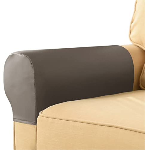 WWYL Elastische Armlehnenbezüge, Schonbezug, PU-Leder, rutschfest, für Sessel, Sofa, Sessel, Couch Stretchy Armlehnenbezug, bequem, elastisch, wasserfest, (Taupe,2 Stück)