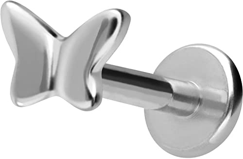 PIERCINGLINE Titan Labret mit Innengewinde Titan Aufsatz SCHMETTERLING Piercing Lippe Nase Ohr Helix Tragus Medusa Farb & Größenauswahl