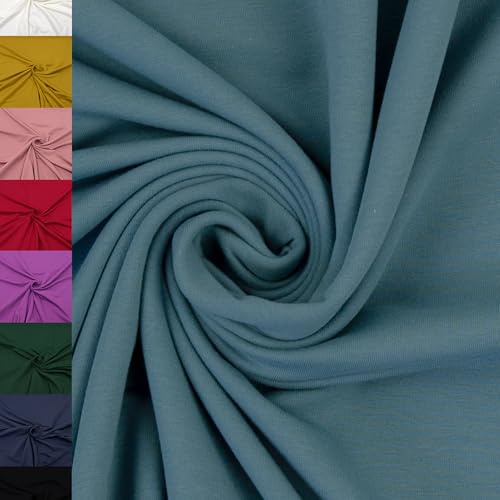 MAGAM-Stoffe Theo French Terry uni Sweat Stoff Oeko-Tex Meterware 50cm (23. Rauchblau)