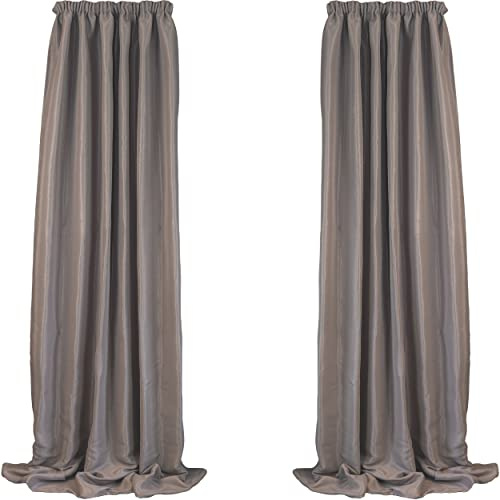 Verdunklungsvorhänge Kräuselband 2er Set, Warmgrau, 140 x 245 cm - Thermo Gardinen isolierend & blickdicht - Thermovorhang Kälteschutz, Blackout Vorhang schalldämmend, Wärmeschutzvorhang Haustür