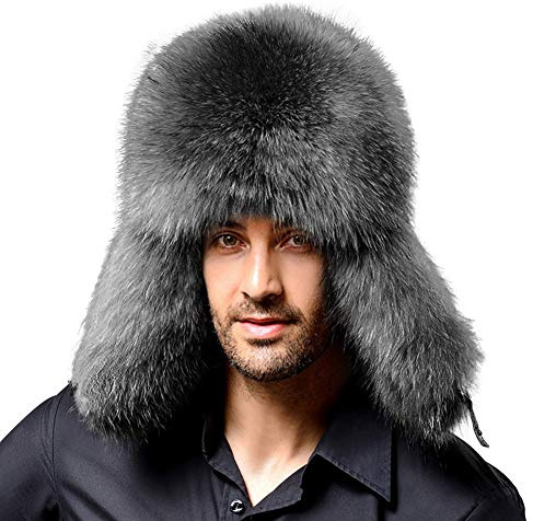 SIQITECH Pelzmütze Herren Winter Russische Mütze Ohrenschützer Wintermütze Kunstpelz Fellmüttze Warm Winterhut Winddicht Fliegermütze Flauschig Russenmütze Verdickt Trappermütze für Skaten Radfahren