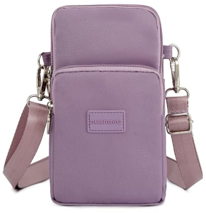 Dankforyou Damen Handytasche zum umhängen Schultertasche Umhängetasche Geldbörse für Alltag Büro Ausflug Einkauf, Lila, 19 x 10 x 6 cm