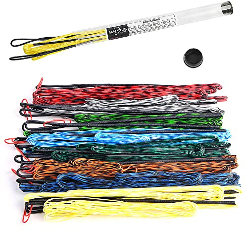 SHARROW Bogenschießen Dacron Bogensehne Handgemachte Ersatz Bogensaiten 16 Stränge Bogenschnur für 68 70 Zoll Recurve Bogen Langbogen (Gelb, AMO 68/Aktuelle Bogensehnenlänge 164cm)