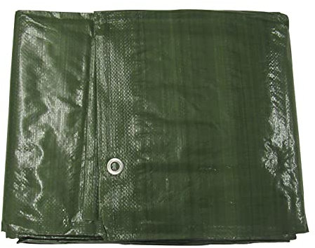 Heavy Duty Tarpaulin Ground Sheet Green (Various Sizes Waterproof Cover Tarp Eyelets) (9M X 14M)