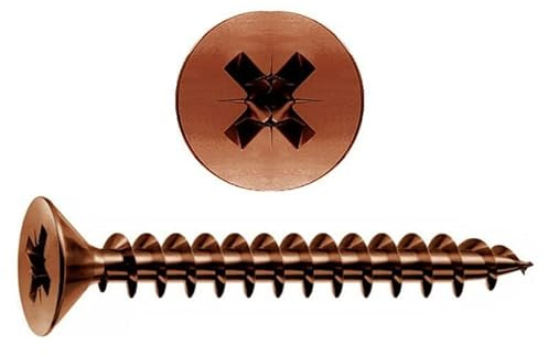 Set 500 Viti per Legno Trucciolare Autofilettanti a Testa Svasata 4x20mm - Set ideale per Lavori fai da te e Bricolage - Disponibili in diversi colori e misure- Color Bronzate