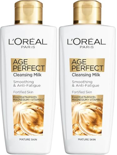 L'Oreal Paris Age Perfect Smoothing & Anti Fatigue Vitamin C Cleansing Milk 200 ml (Pack of 2)