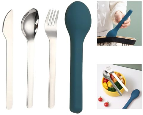 Travel Cutlery Set with Case, 3 Pack Portable Cutlery Set Stainless Steel Camping Cutlery for Outdoor Travel Picnic Office School Lunch Box