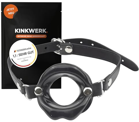 KINKWERK Silikon Lippenknebel | Lippenspreizer mit Mundöffnung | BDSM Mundknebel für Frauen und Männer (Schwarz)