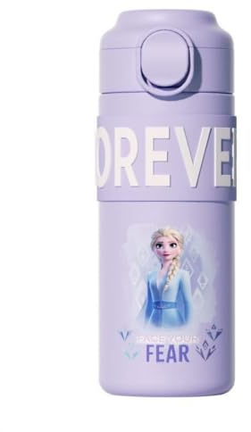 FASHION YO 400ml Kids Elsa Water Bottles for Girls, Stainless Steel Water Bottle for School, Vacuum Insulated, BPA-Free, Leak-Proof, Double-Walled, Metal Drink Bottle Hot Cold (Elsa)
