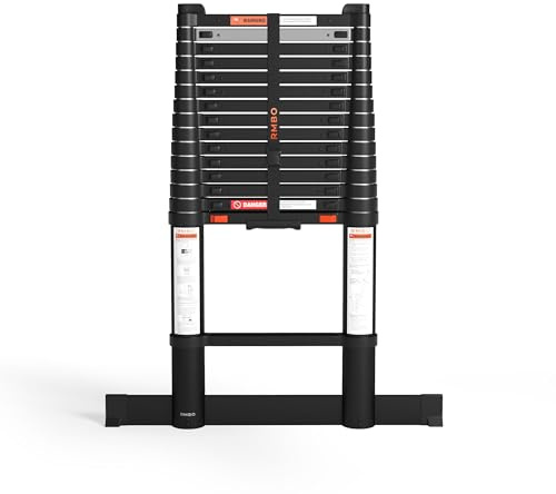 RMBO Teleskopleiter 4,7 m, Soft-Closing-System, Max. Belastung 150 kg, EN 131.6 Zertifiziert, ideal als Anlegeleiter und klappbare Leiter für vielseitige Anwendungen