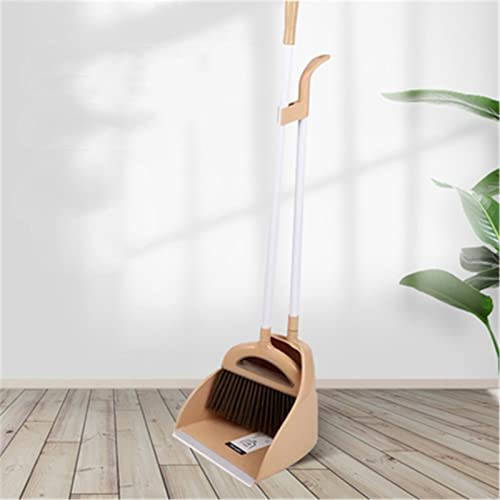 LVUNZJCA Set Scopa e Paletta Spazzatrice Spazzatrice Spazzatrice Spazzatura Domestica Pala Spazzatrice per Spazzare(Beige)