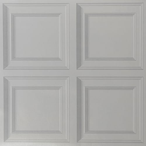 Anttyscar 3D Effect Wood Panel Wallpaper - Retro Embossed Tartan Wallpaper Neutral Art Decor for Living Room Feature Wall Bedroom Ceilings Grey