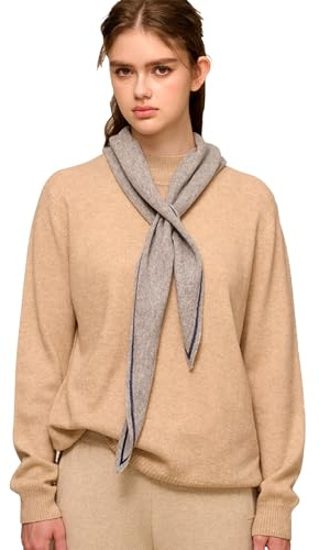 YUONNY Damen Kontrast Farbe Dreieck Halstuch Schal 30% Kaschmir & 70% Wolle, Kleine Diamant Form Strickschal, Frauen Leichte Kragen Kreuz Schal Weich Warm Gestrickt Halstuch Neckwarmer, Geschenk Grey